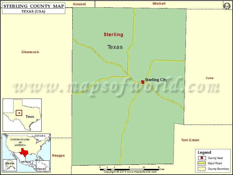 Sterling County Map, Texas