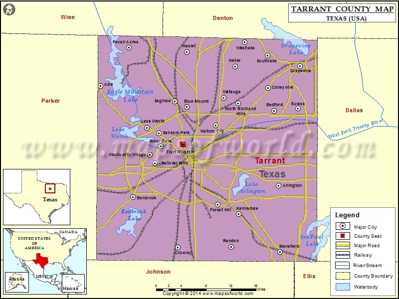 Tarrant County Map, Texas.