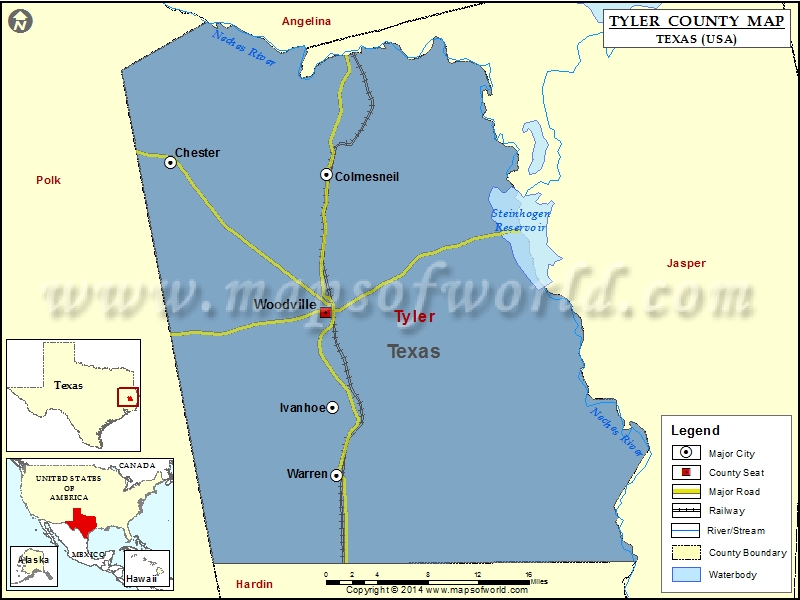 Tyler County Map, Texas