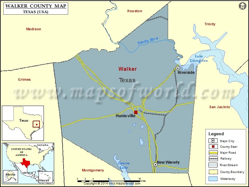 Walker County Map, Texas