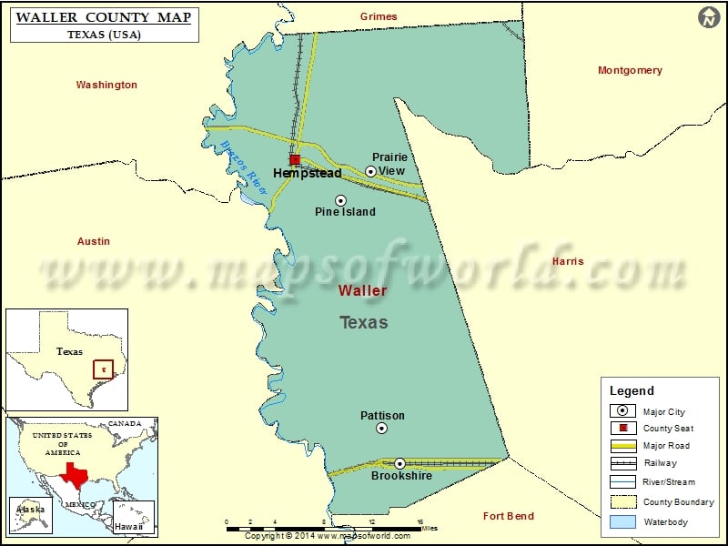 Waller County Map, Texas.