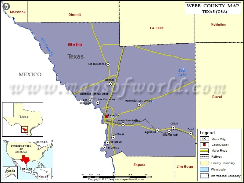 Webb County Map, Texas