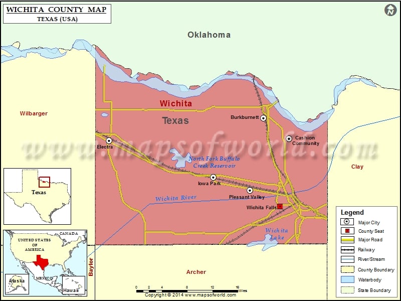 Wichita County Map, Texas
