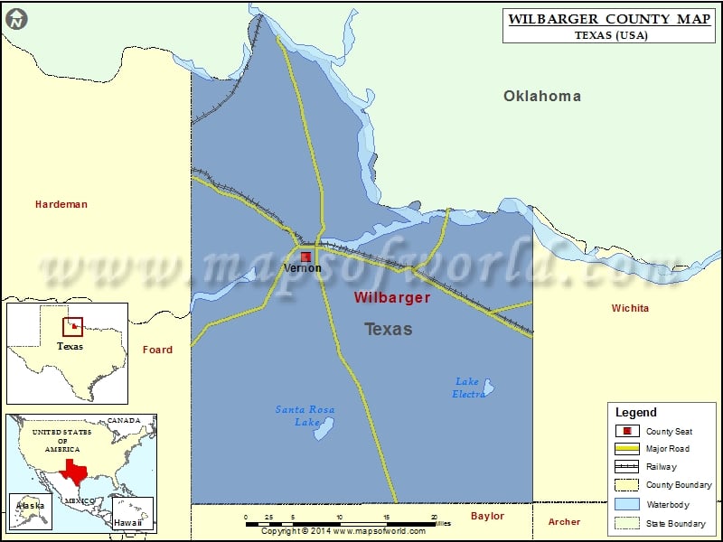 Wilbarger County Map, Texas