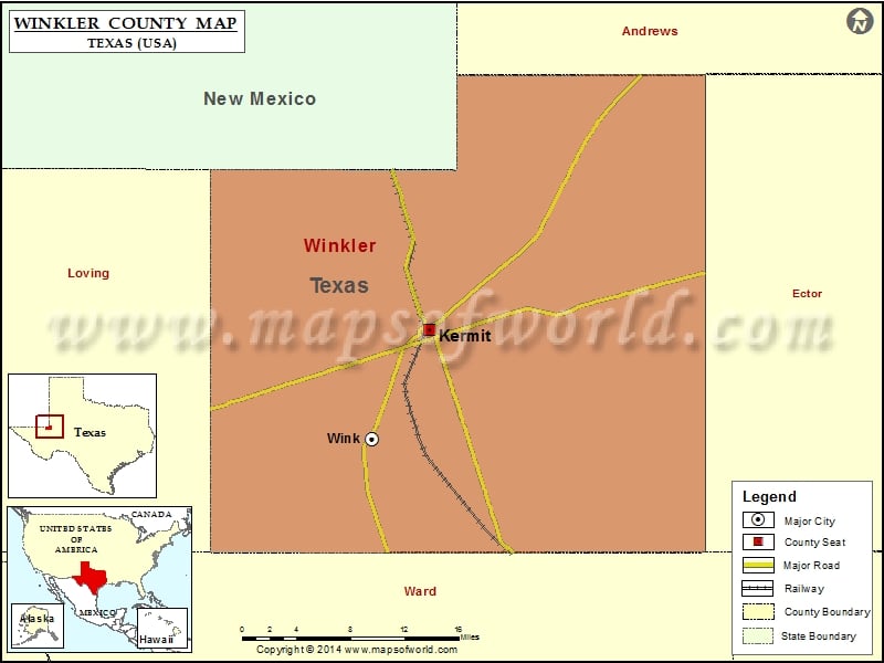 Winkler County Map, Texas