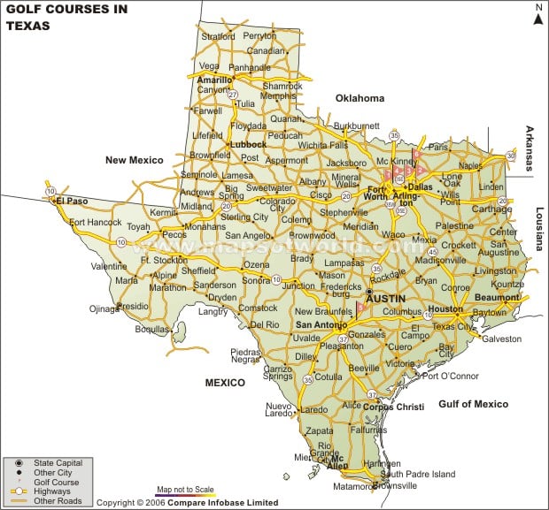 Texas Golf Courses Map