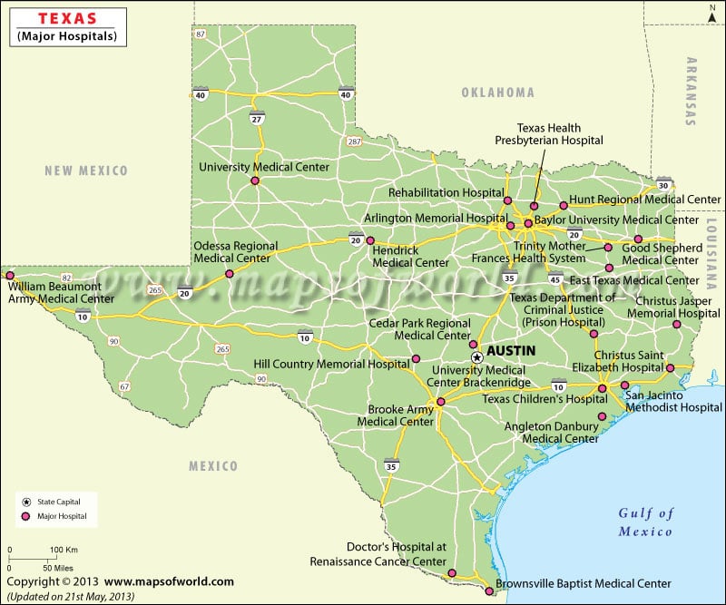 Texas Hospitals Map
