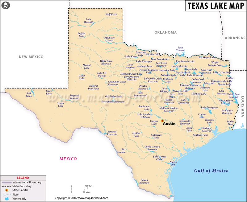 Texas Lakes Map
