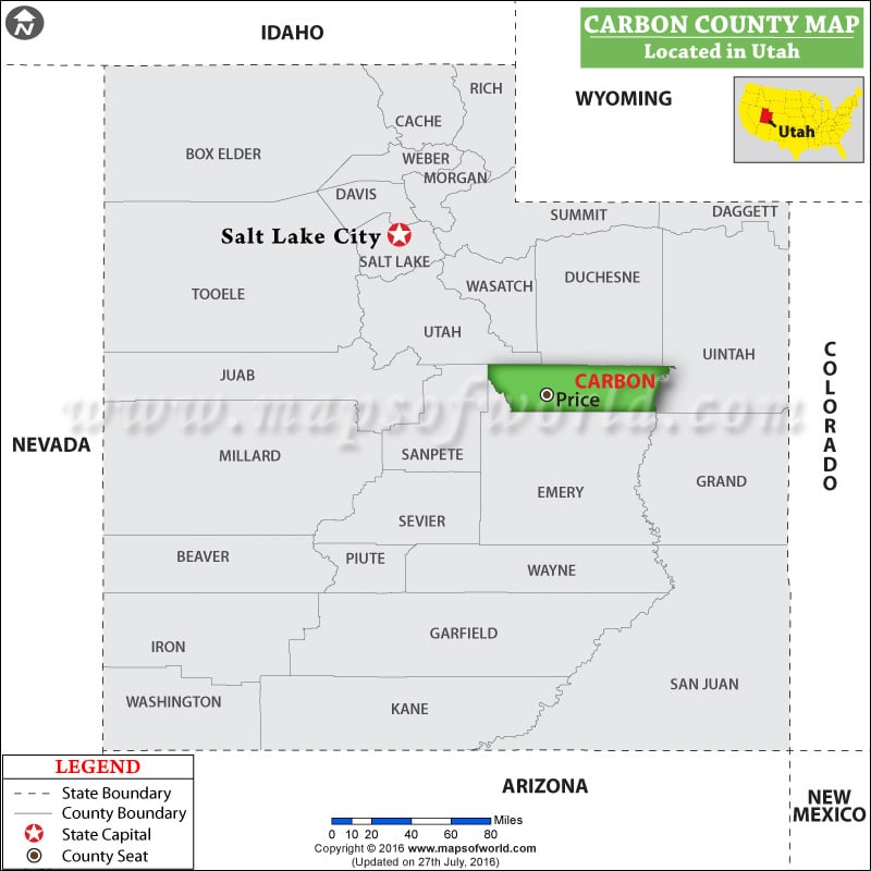 Carbon County Map, Utah