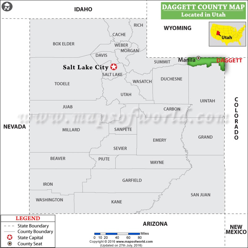 Daggett County Map, Utah