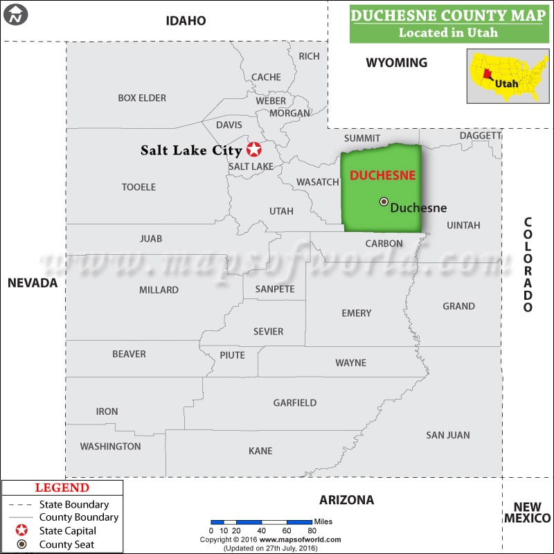 Duchesne County Map, Utah