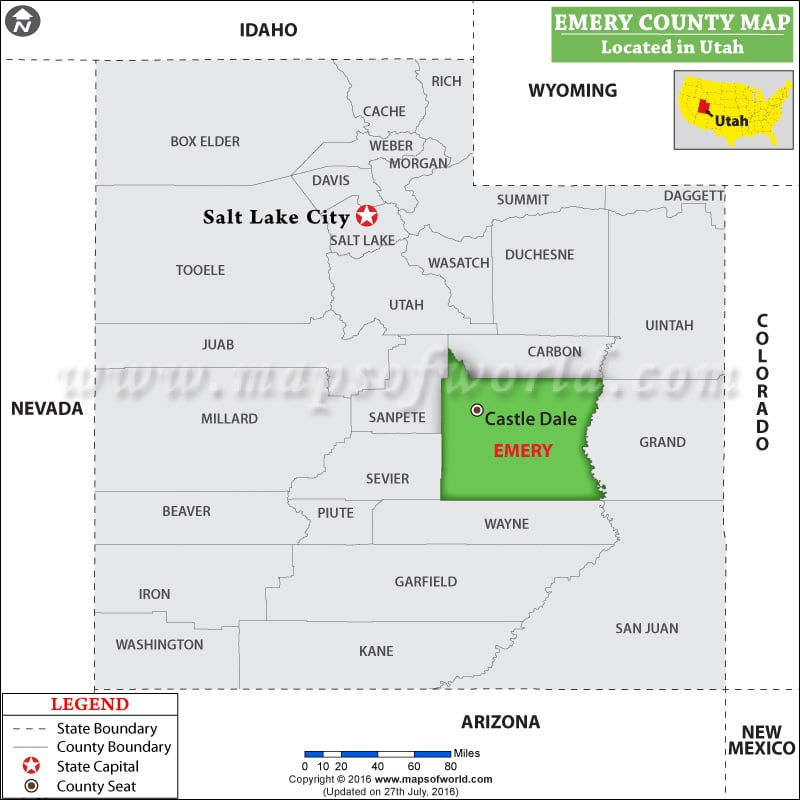 Emery County Map, Utah