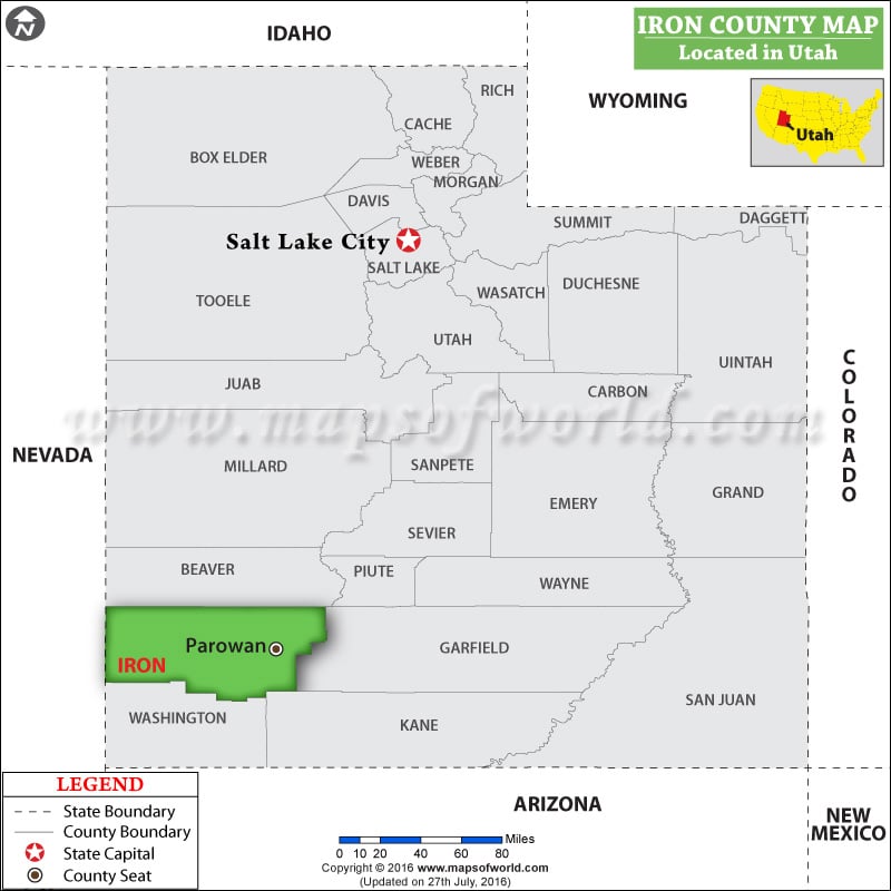Iron County Map, Utah