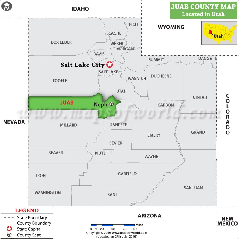 Juab County Map, Utah