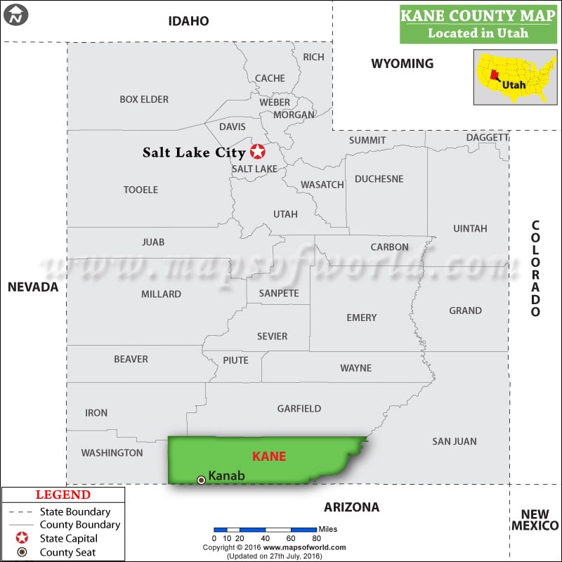 Kane County Map, Utah