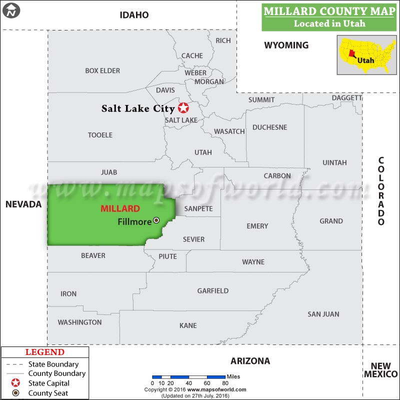 Millard County Map, Utah