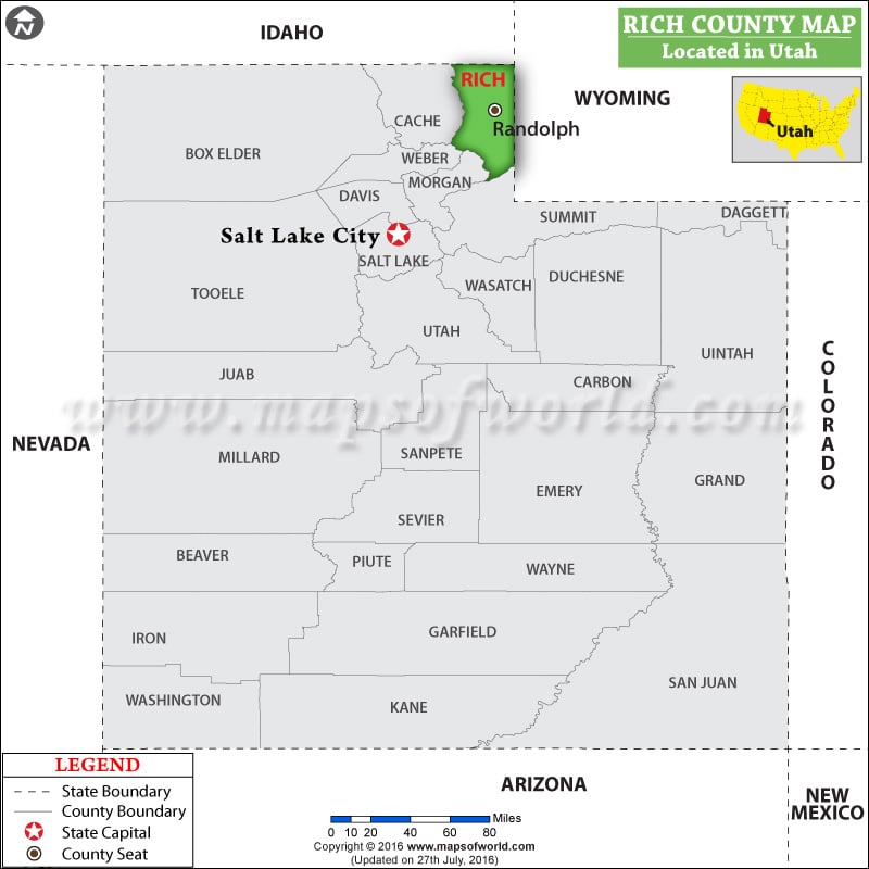 Rich County Map, Utah