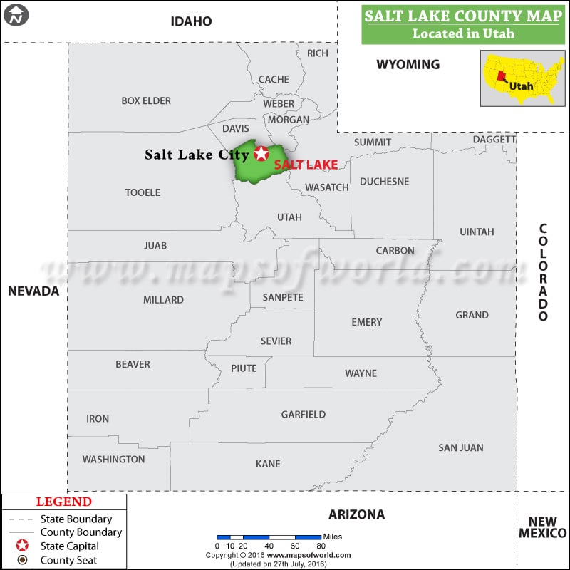 Salt Lake County Map, Utah