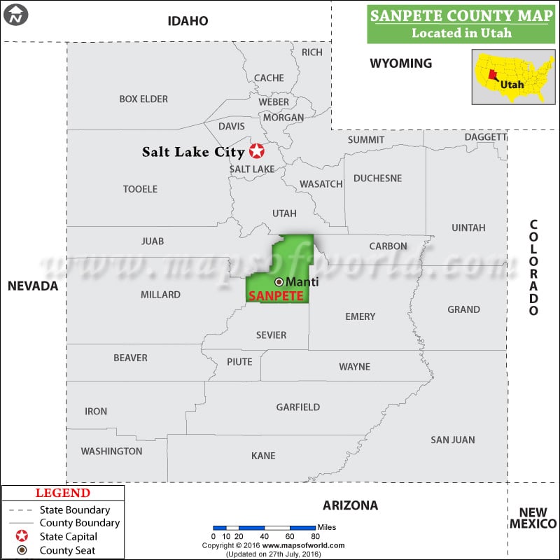 Sanpete County Map, Utah