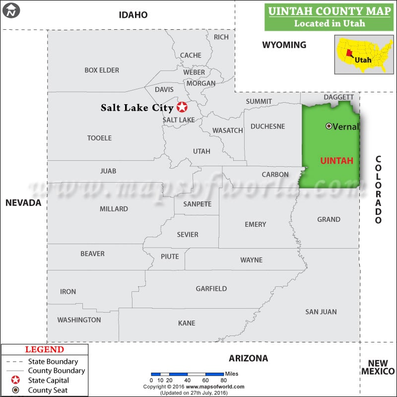 Uintah County Map, Utah