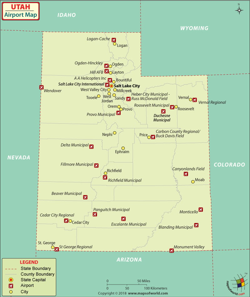 Utah Airports Map