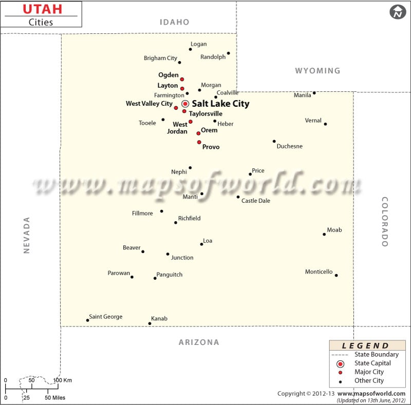 Map of Utah Cities