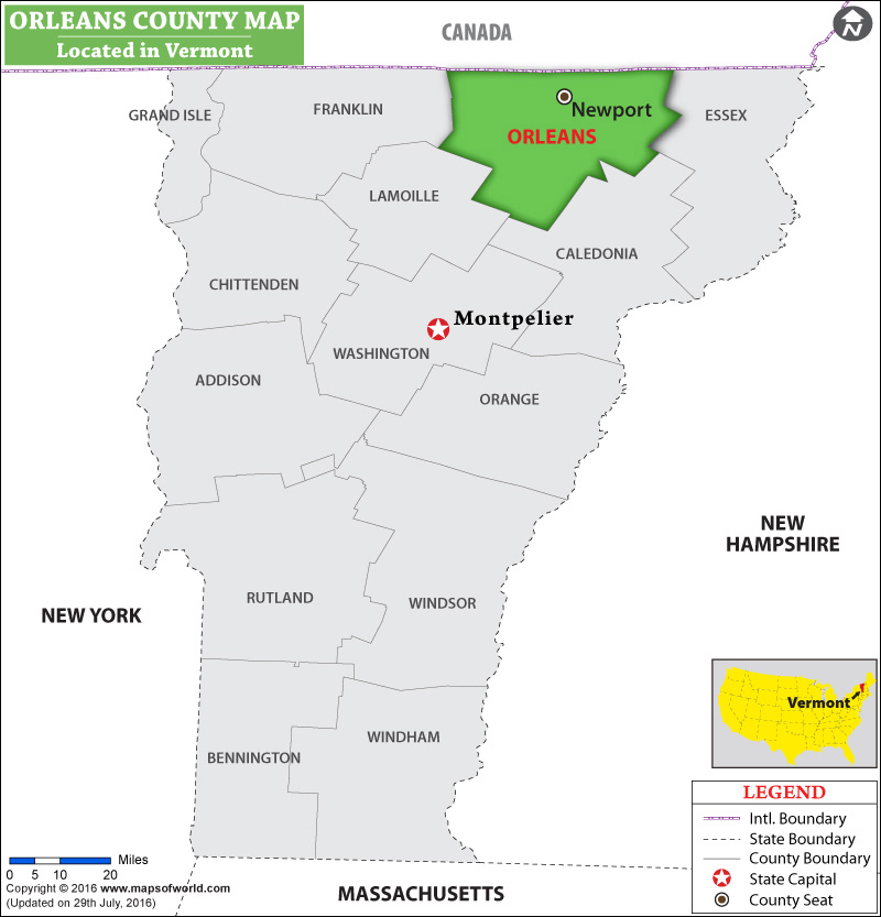 Orleans County Map, Vermont