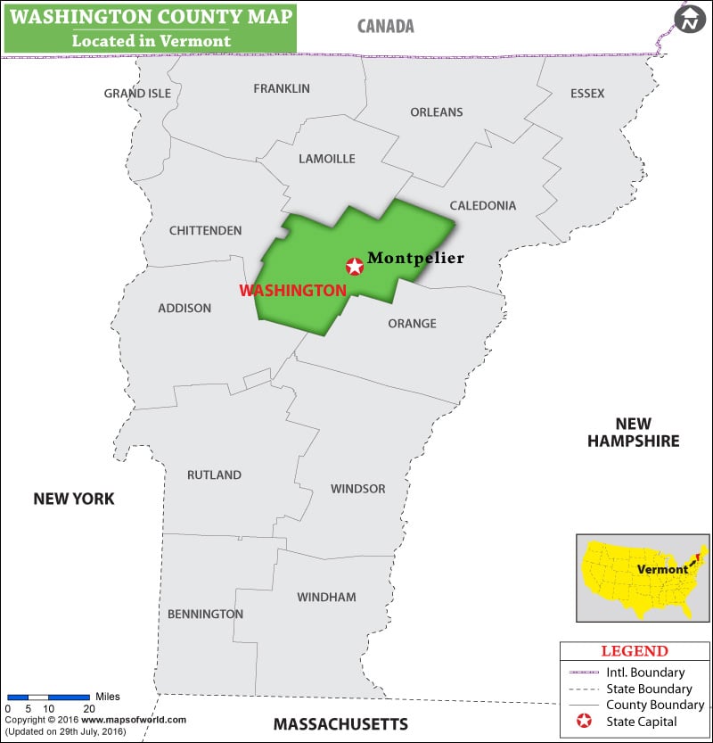 Washington County Map, Vermont