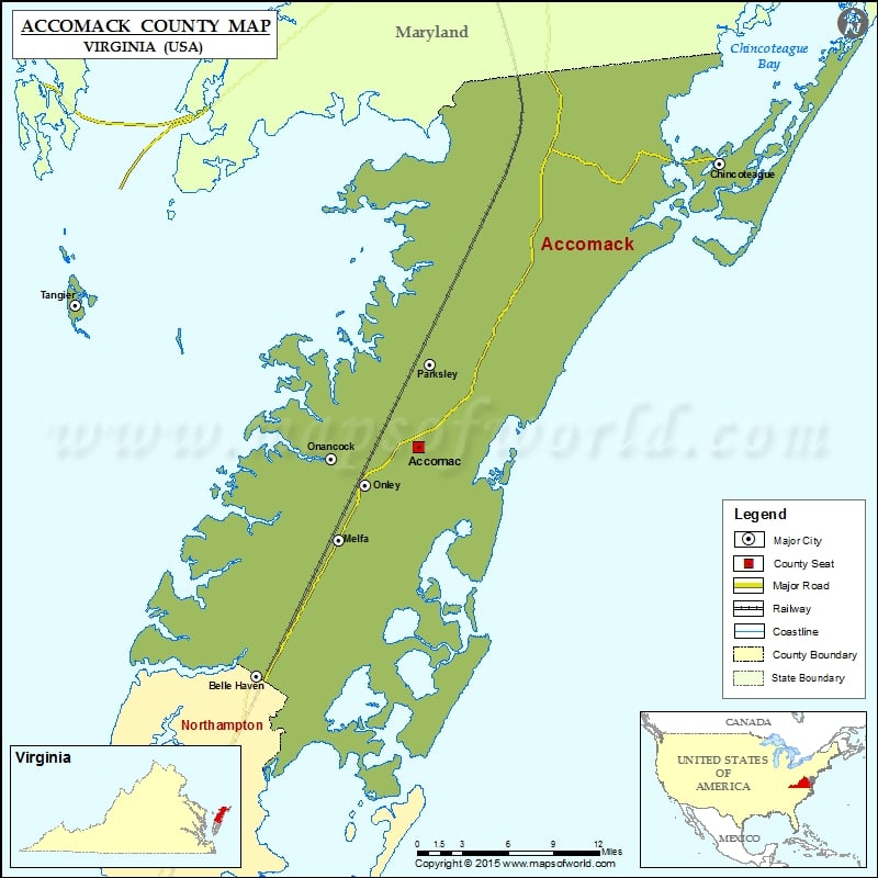 Accomack County Map, Virginia