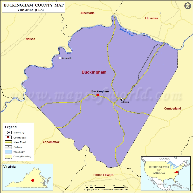 Buckingham County Map, Virginia