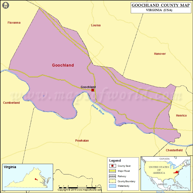 Goochland County Map, Virginia