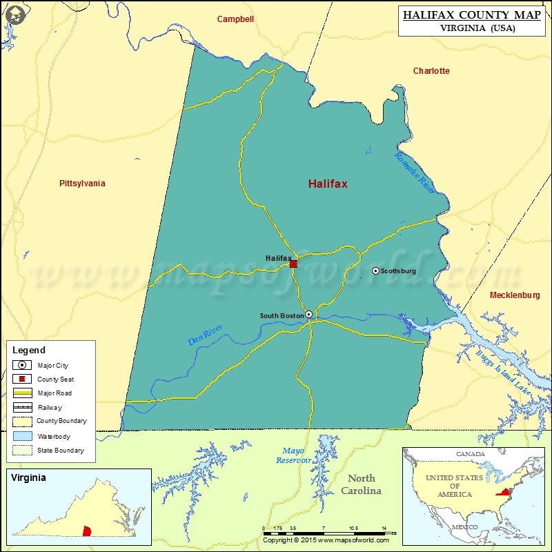 Halifax County Map, Virginia