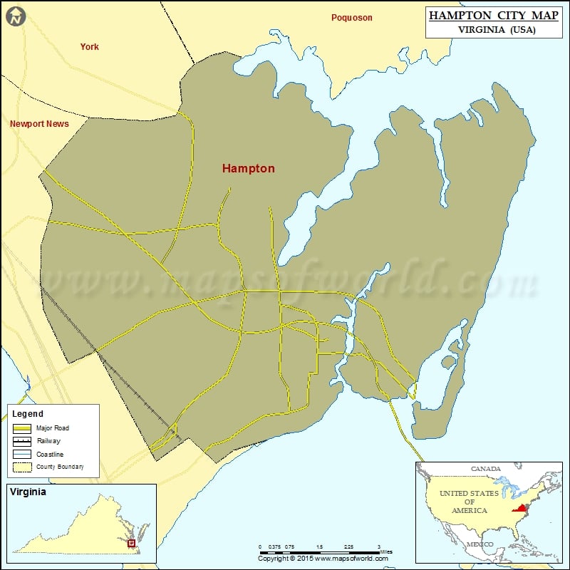 Hampton city Map, Virginia