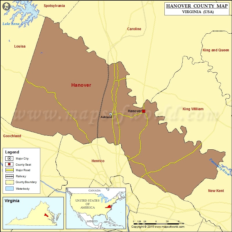 Hanover County Map, Virginia