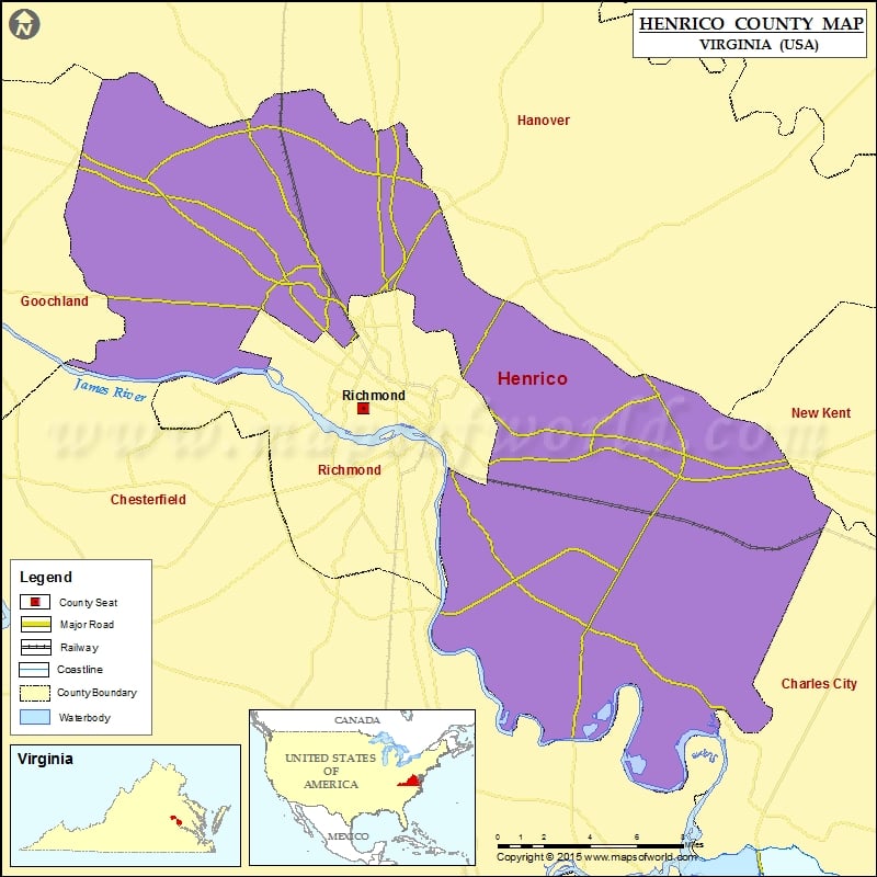 Henrico County Map, Virginia