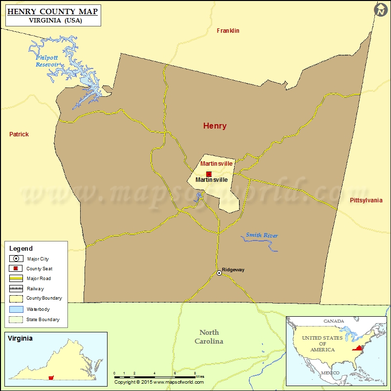 Henry County Map, Virginia.