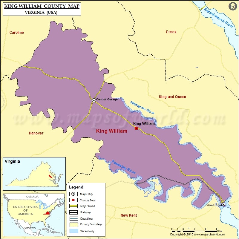 King William County Map, Virginia