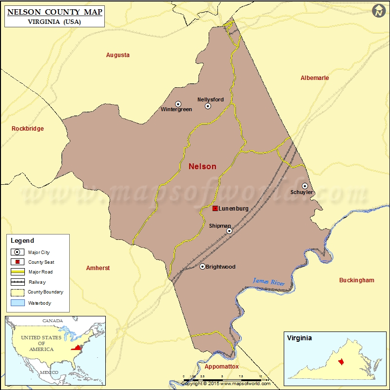 Nelson County Map, Virginia