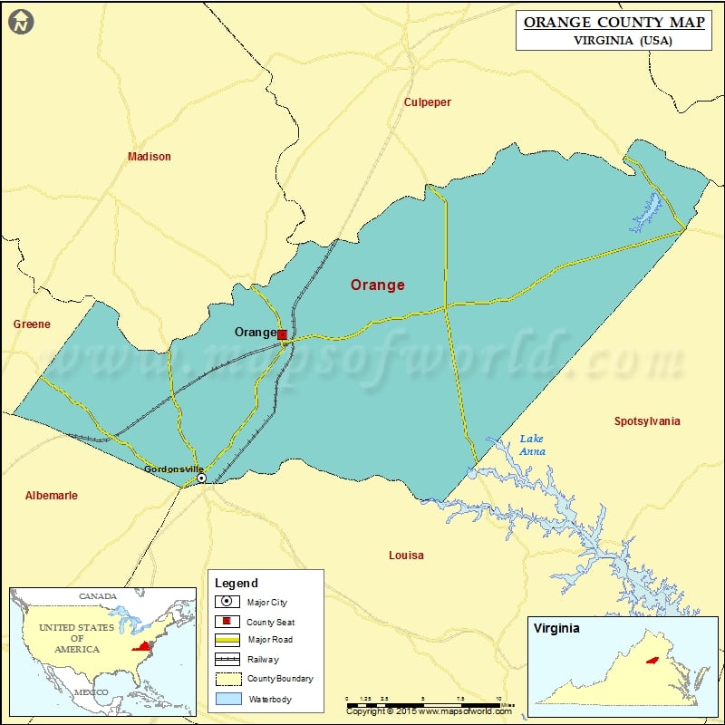 Orange County Map, Virginia
