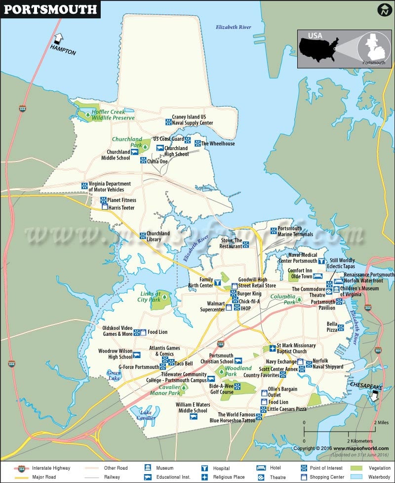 Portsmouth City Map, Virginia