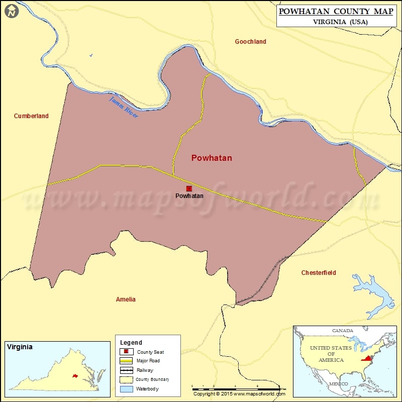 Powhatan County Map, Virginia