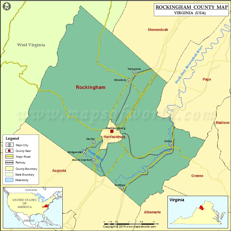 Rockingham County Map, Virginia.