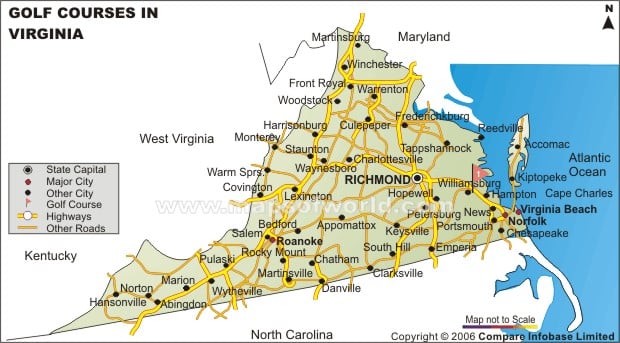 Virginia Golf Courses Map