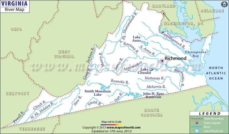 map of lakes in virginia