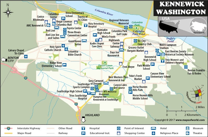 Kennewick Map, Washington