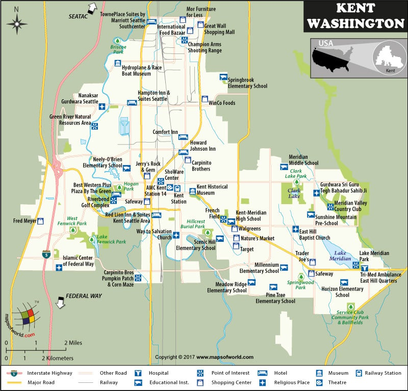 Kent Map, Washington