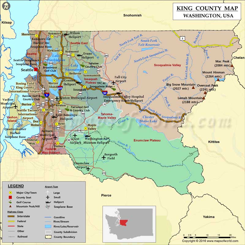 King County Map, Washington
