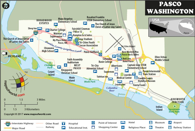 Pasco Map, Washington