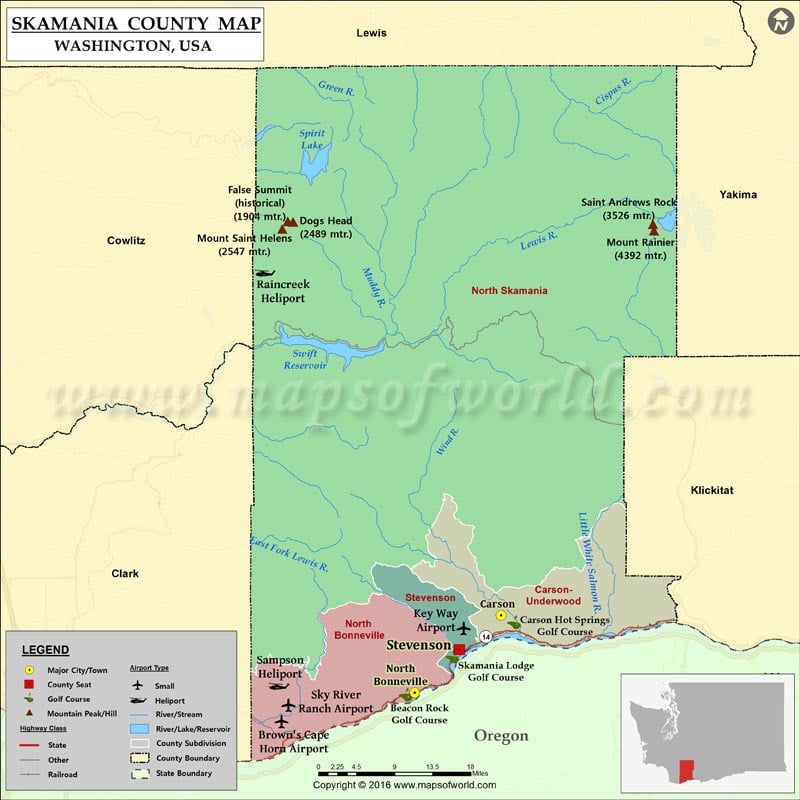 Skamania County Map, Washington