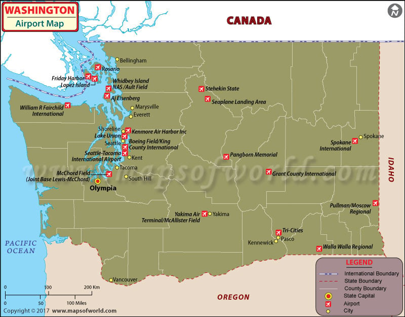Washington Airports Map